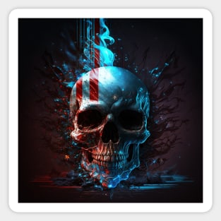 American Flag and Skull Art Sticker